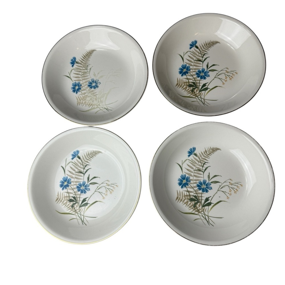 MCM Blue Floral pasta plates set of 4 Paden Pottery USA made